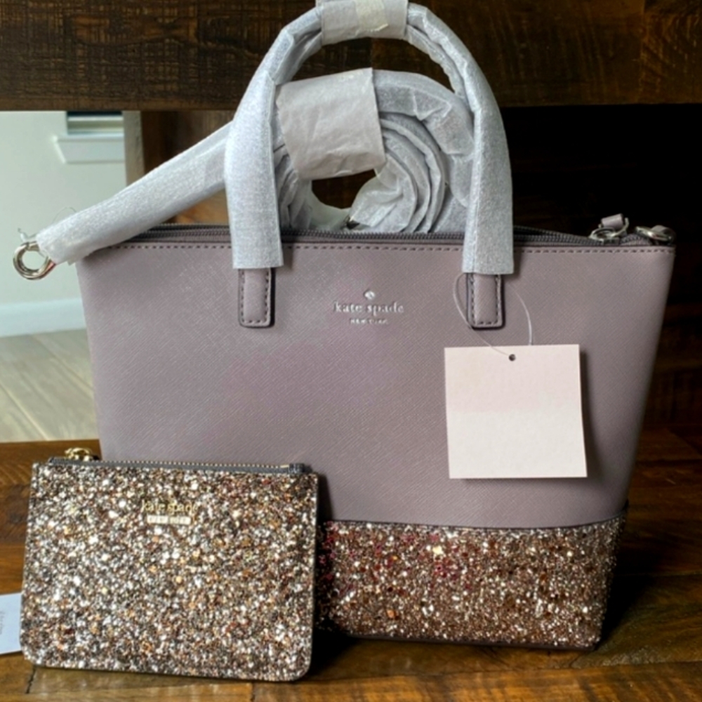 Kate Spade,ALL THAT GLITTERS, Greta Court, gorgeous, NWT w/coin purse/cardholder